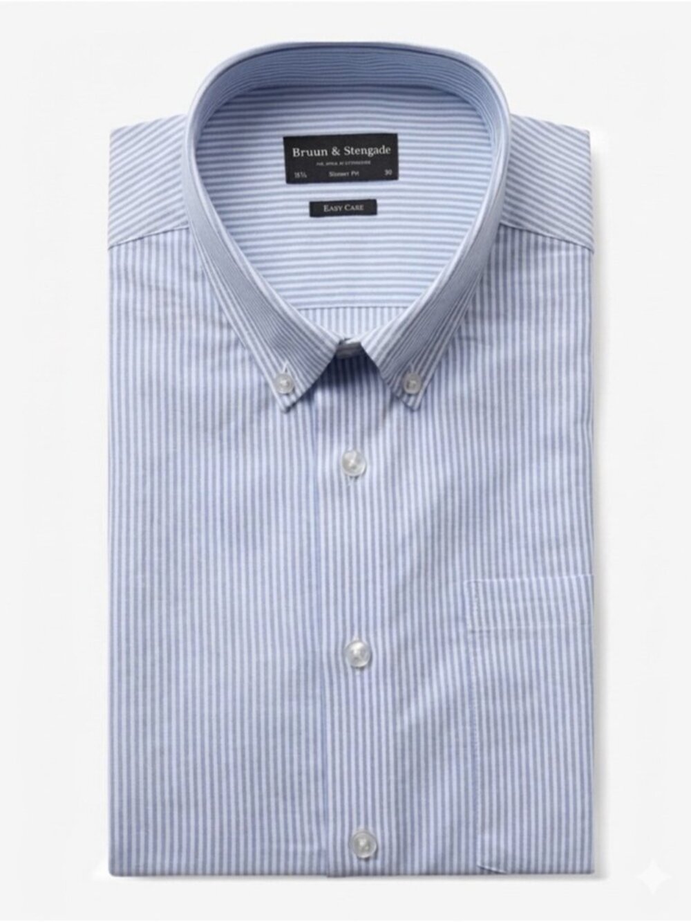 Bruun & Stengade Striped Dress Shirt Size 38 Neck 15 Blue White